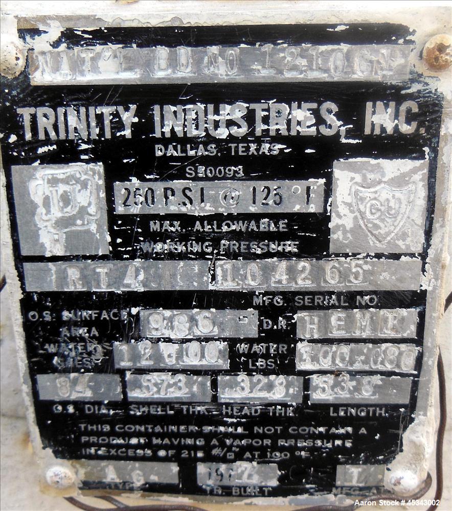 Used 12,000 Gallon Carbon Steel Trinity Industries Pressure Tank 