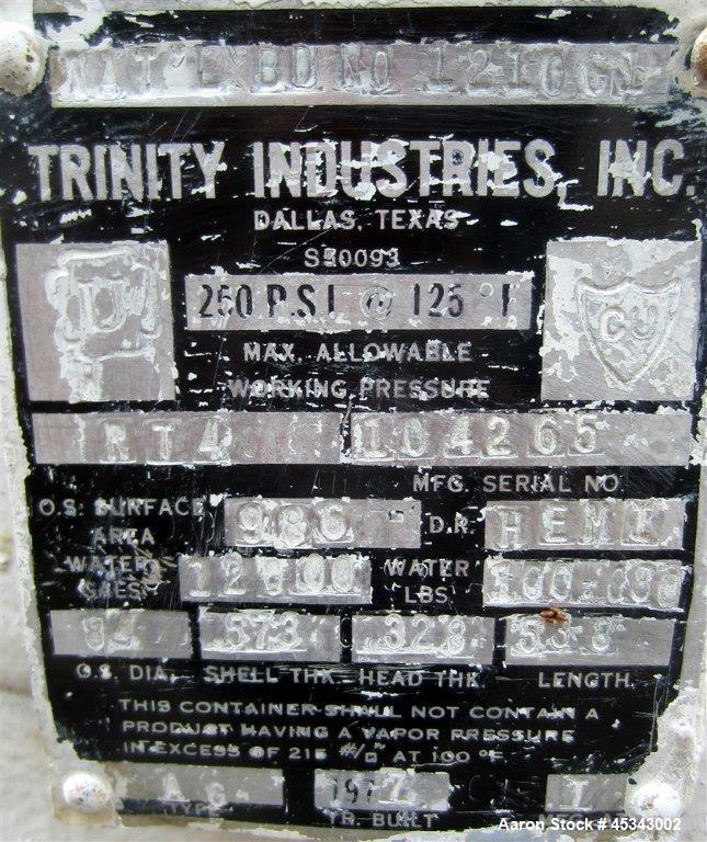 Used 12,000 Gallon Carbon Steel Trinity Industries Pressure Tank 
