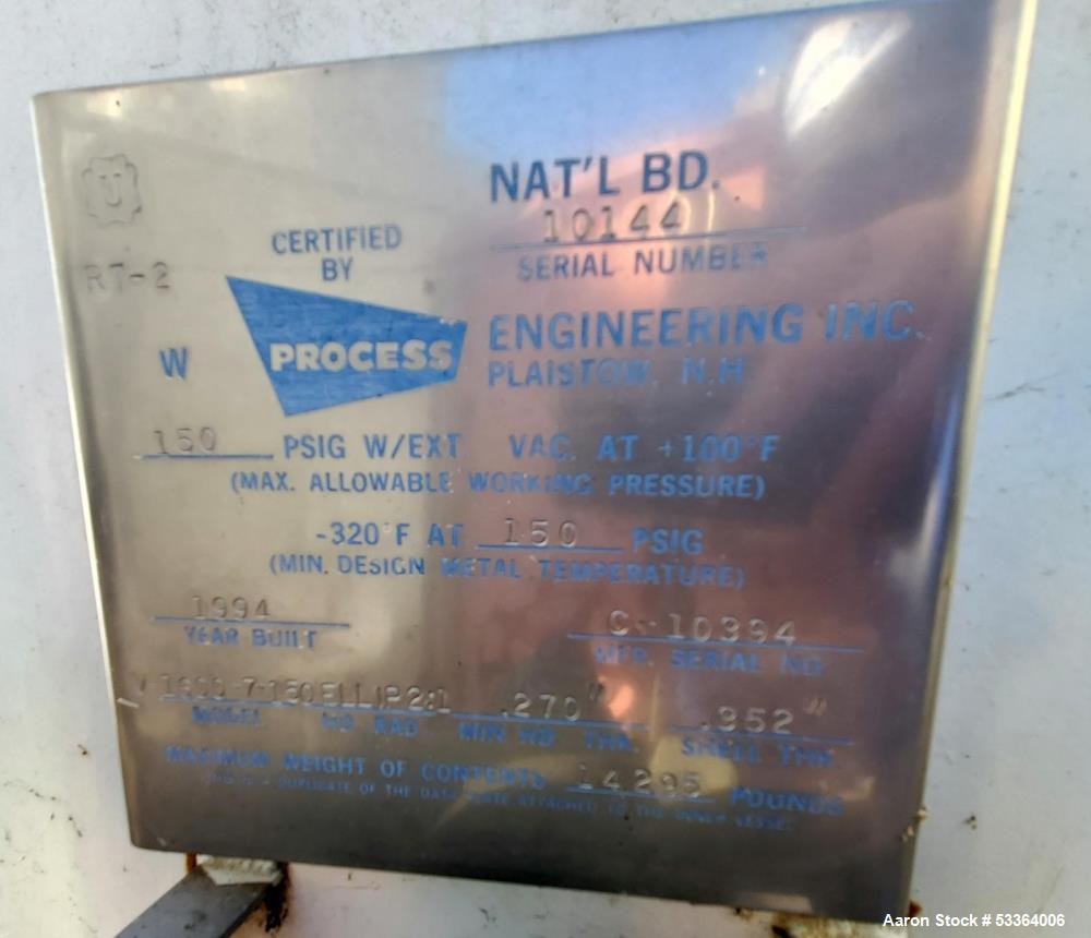 Process Engineering 1,600 Gallon Cryo Tank