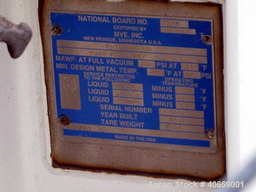 Used Liquid Nitrogen (LNG) / Oxygen Tank (LOX) and Vaporizer. MVE Inc Tank, model VS-1500-NS-250. Rated full vacuum/ 250 psi @ 100 deg F. Vertical.