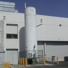 Used Tomco 30 ton vertical CO2 tank, model 3081VA. Urethane insulated, manufactured in 2000, 60,000 lbs (27,216 kg) capacity. 35'10