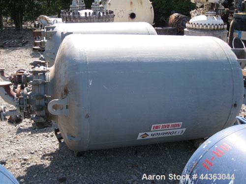 Used DeDietrich Glass Lined Receiver, 500 gallon, model VTC-500, 47" diameter x 60" straight side, dish top and bottom, rated 55 psi and full vacuum at 400 F, 20" top manway, 6" sight glass, 4", 3", ...
