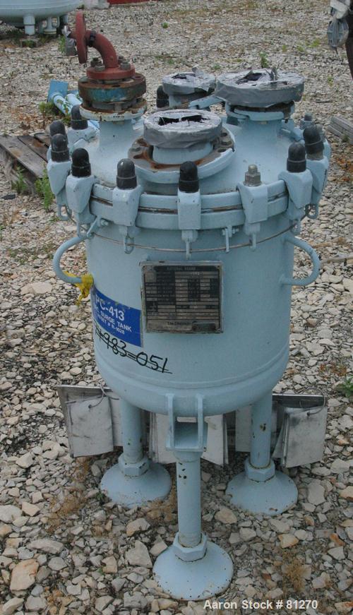 Used Dedietrich Glass Lined Receiver Tank, 25 Gallon, 3008 Glass, Vertical. Approximately 20" diameter x 16" straight side. Dish bolt-on top, dish bottom. Internal rated 100 psi/FV at  500 deg F. Ope...