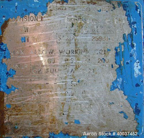 Used Glascote glass lined tank, 3000 gallon, vertical. Approximately 72" diameter x 162" straight side. Dished top and bottom. Internal rated 60 psi at 200 deg.f..
