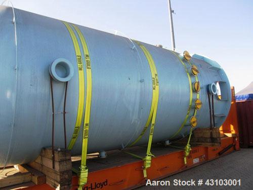Unused-Vertical Glass Lined Storage Tank, PCW 11,900 Gallon. 87 psig or full vacuum at -20 deg F to 350 deg F, 9119 dark blue Glasteel 9 = 9115 glass, PLUG FREE and factory tested at 20,000 volts, 30...