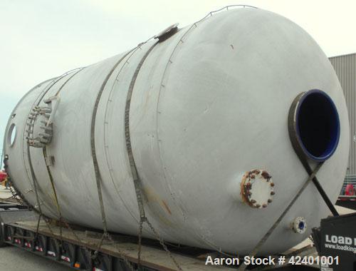 Used Pfaudler Glass Lined Chemstor Pressure Tank, 10,200 gallon, model CV-126-10200, 9119 blue glass, vertical. 126" Diameter x 168" straight side, dish top and bottom. Internal rated 75/FV at -20 to...