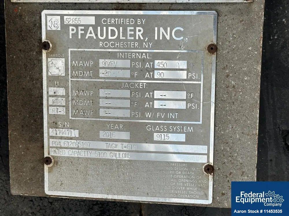 5,100 Gallon Pfaudler Glass Lined Vertical Chemstore Receiver