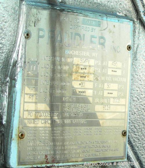Used: Pfaudler glass lined tank, 10,000 gallon, 9119 blue glass, horizontal. Approximately 10' diameter x 14' straight side, dished heads. Internal rated 50/fv at 450 deg.f.. Openings top (6) 4". Hea...