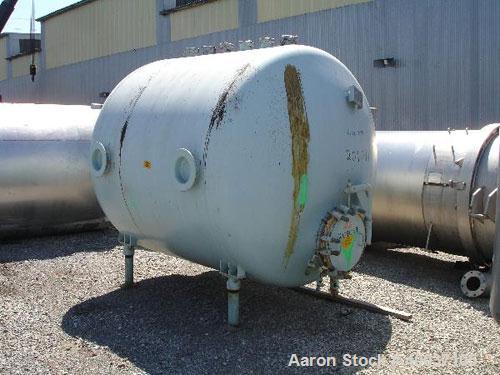 Used Pfaudler Glass Lined Tank, 2000 gallon, 9114 blue glass, horizontal. Approximately 84" diameter x 6' straight side, dished heads. Internal rated 35/fv at 450 deg F. Opening: top, various nozzles...