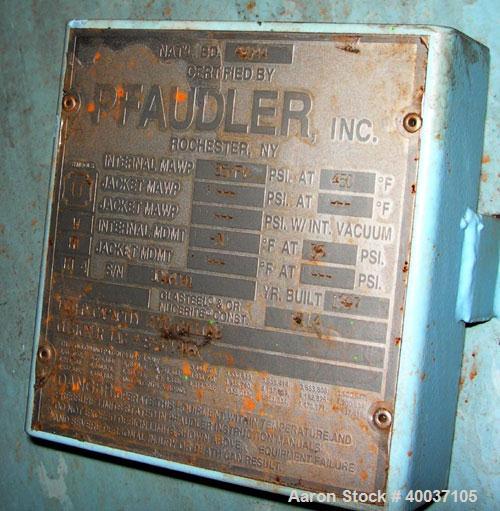 Used Pfaudler Glass Lined Tank, 2000 gallon, 9114 blue glass, horizontal. Approximately 84" diameter x 6' straight side, dished heads. Internal rated 35/fv at 450 deg F. Opening: top, various nozzles...