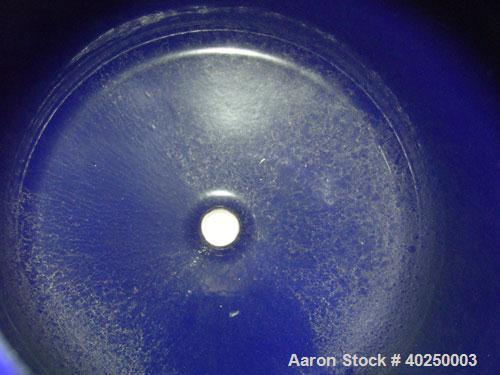 Used Pfaudler glass lined receiver tank, 100 gallon, type 9115 glass, vertical. Approximate 32" diameter x 28" straight side. Dish top with bolt-down cover, dish bottom. Internal rated 25/FV @ 450 de...