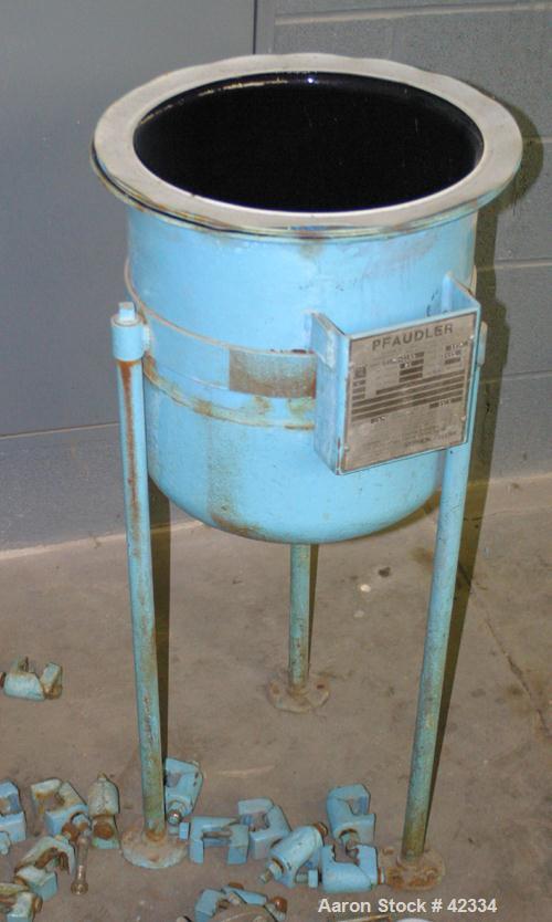 USED:Pfaudler glass lined pressure tank, 5 gallon, type 3315 glass,vertical. 12" diameter x 12" straight side. Unit requires...