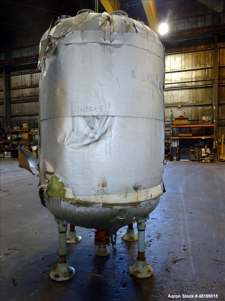 Used Pfaudler Glass Lined Tank, 1000 Gallon, 9119 Blue Glass, Vertical.