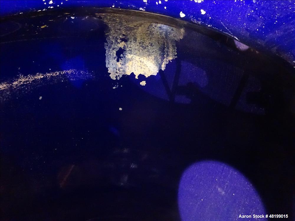 Used Pfaudler Glass Lined Tank, 1000 Gallon, 9119 Blue Glass, Vertical.