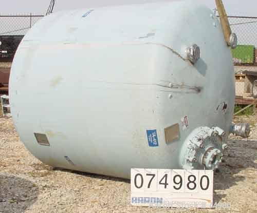 Used Pfaudler Closed Top Glass Lined Receiver Tank, 2000 Gallon, Type 5014 Glass, Vertical. 83" Diameter x 76" straight side. Dished top and bottom. Internal rated 35 psi/FV at 450 deg F. Openings: t...