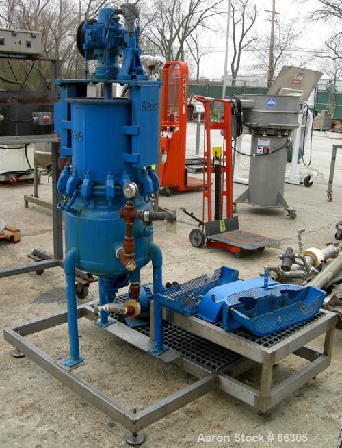 Used Pfaudler Glass Lined Kettle, 10 Gallon, 5015 Glass, Vertical. Approximately 14" diameter x 12" deep. Carbon steel jacket rated 120 PSI at 350 Degrees F. Includes an approximately 12" long open t...