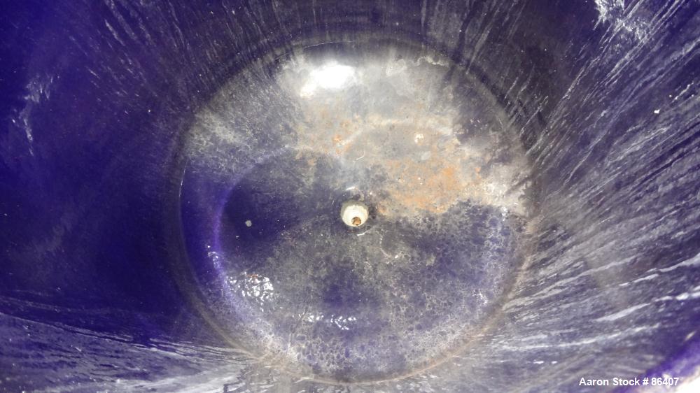 Used Pfaudler Glass Lined Receiver Tank, 50 Gallon, 9115 Glass, Vertical. Approximately 24" diameter x 23" straight side. Dish bolt-on top, dish bottom. Internal rated 150 PSI/FV at 450 Degrees F. Op...