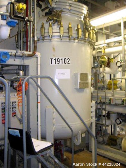 Used Tycon Glass Lined Receiver, 500 Gallon, 808 Glass, Vertical. 48" Diameter x 4'6" straight side, removable dished top, dished bottom. Internal rated 100 psi and full vacuum at 302 degrees F. 24" ...