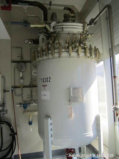 Used Tycon Glass Lined Receiver, 500 Gallon, 808 Glass, Vertical. 48" Diameter x 4'6" straight side, removable dished top, dished bottom. Internal rated 100 psi and full vacuum at 302 degrees F. 24" ...