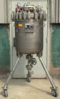 Used DeDietrich Glass Lined Pressure Receiver, 50 gallon, 3008 blue glass internal, NI200 nickel outside, vertical. 22-1/2