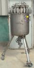Used DeDietrich Glass Lined Pressure Receiver, 50 gallon, 3008 blue glass internal, NI200 nickel outside, vertical. 22-1/2