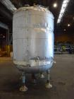 Used Pfaudler Glass Lined Tank, 1000 Gallon, 9119 Blue Glass, Vertical.