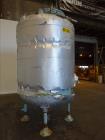 Used Pfaudler Glass Lined Tank, 1000 Gallon, 9119 Blue Glass, Vertical.