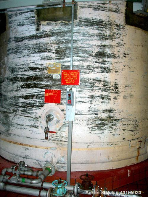 Used:  Resin Fab tank, 10,000 gallon, fiberglass, vertical. Approximate 144" diameter x 144" straight side. Flat top and bottom. Top manway with cover, 3" end bottom outlet.