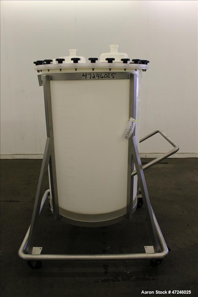 Used Plastic Tank, Approximate 150 Gallon, Vertical.
