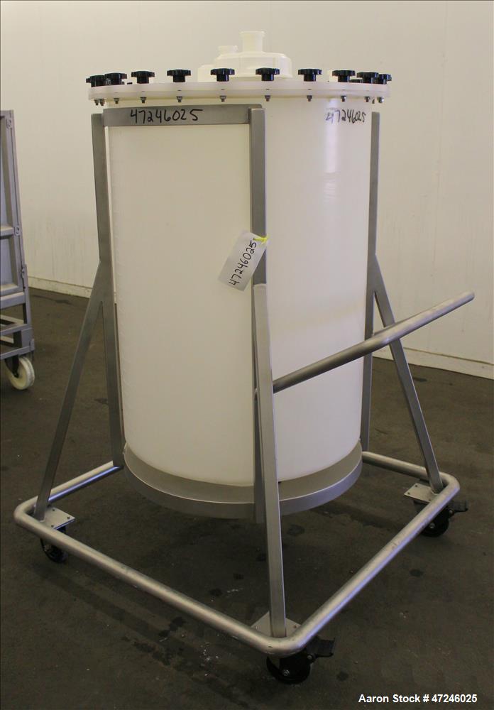 Used Plastic Tank, Approximate 150 Gallon, Vertical.