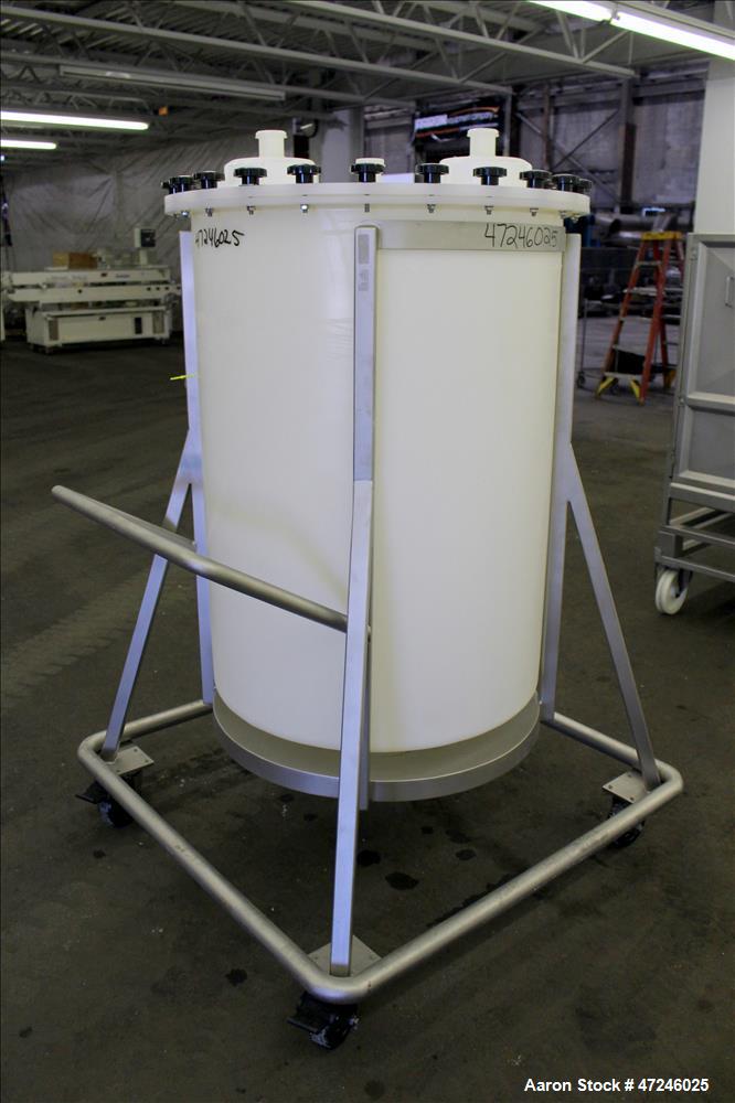 Used- Plastic Tank, Approximate 150 Gallon, Vertical.