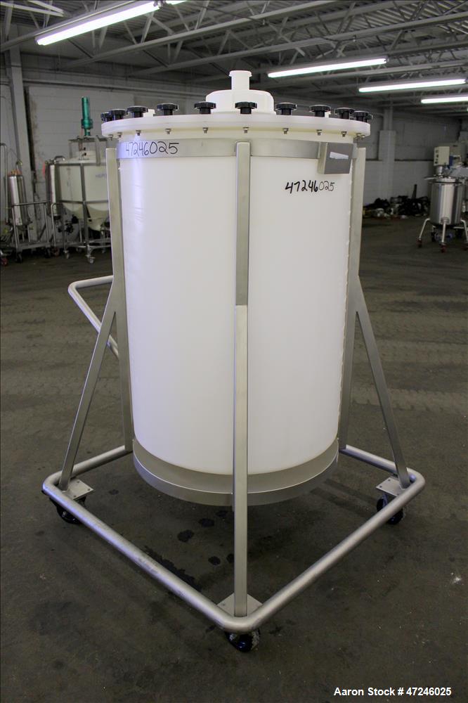 Used Plastic Tank, Approximate 150 Gallon, Vertical.