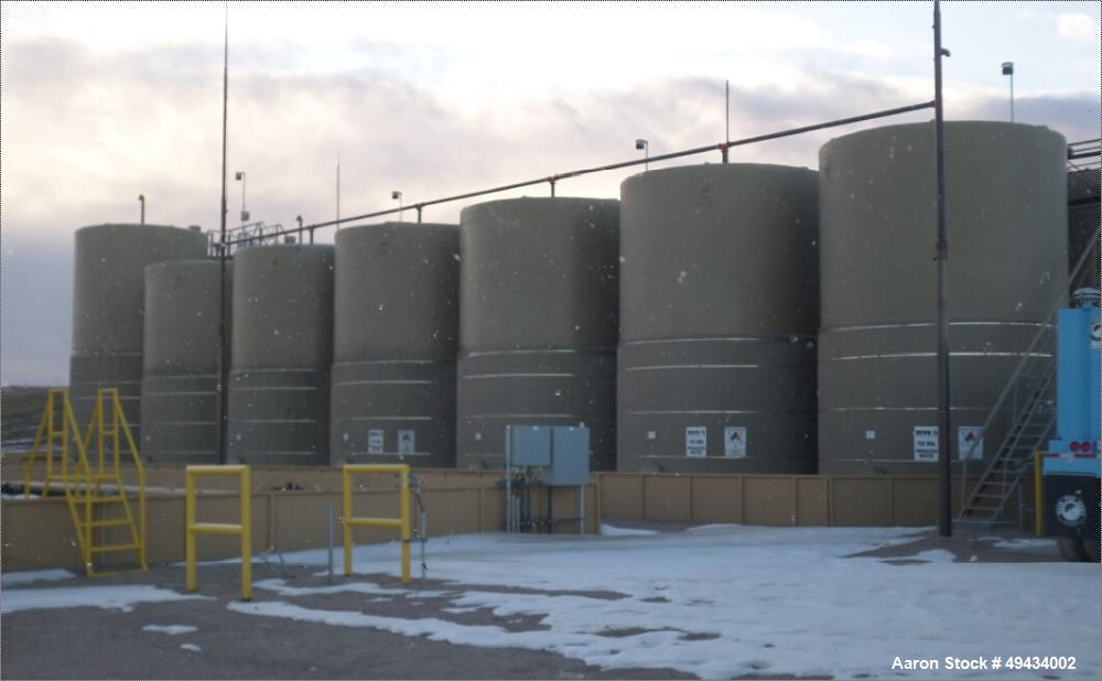 Used fiberglass Tank, 750 bbl / 31,500 Gallon. 15 6" diameter x 24 tall. ISO Resin. Max operating Temp: 160 deg F. Design Atmospheric. Specific gravity: 1.1. Vertical, Flat top and bottom. Mfg. 2016....
