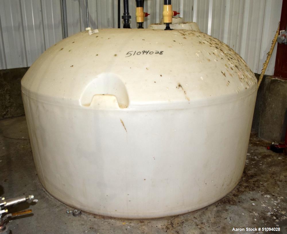 Used- Polypropylene Tank, Approximate 800 Gallon, Vertical. Approximate 96" diameter x 36" straight side, dished top, flat b...