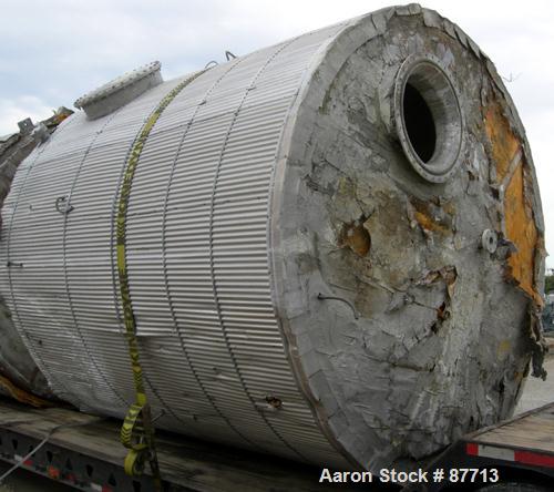 USED: Tank, 6200 gallon, fiberglass, vertical. Approximately 116" diameter X 136" straight side. Slight cone top, flat bottom. Openings:  top 2", (3) 1", 24" manway, no cover, side bottom 24" side ma...