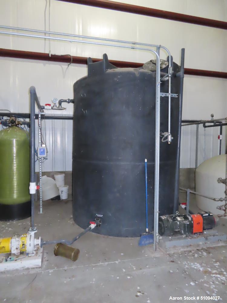Used SII Snyder Polypropylene Tank, 3000 Gallon, Model ASM TK 3000VDT X 90, Vertical. Approximate 90" diameter x 108" straight side, dished top, flat bottom. Top man way, side bottom outlet. Serial# ...
