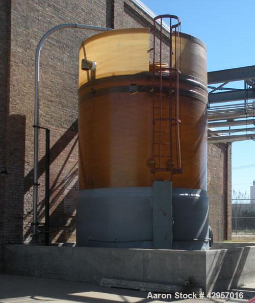  Used-Belding 13,827 Gallon Fiberglass Vertical Tank Salt Brine Maker, model CCFV1213827, Dish Top and Flat Bottom. Atmospheric Pressure Max Working Pressure,  Atmospheric Maximum Service Temperature...