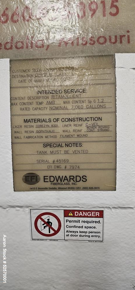 Edwards Fiberglass Inc Tank, 7,060 Gallon