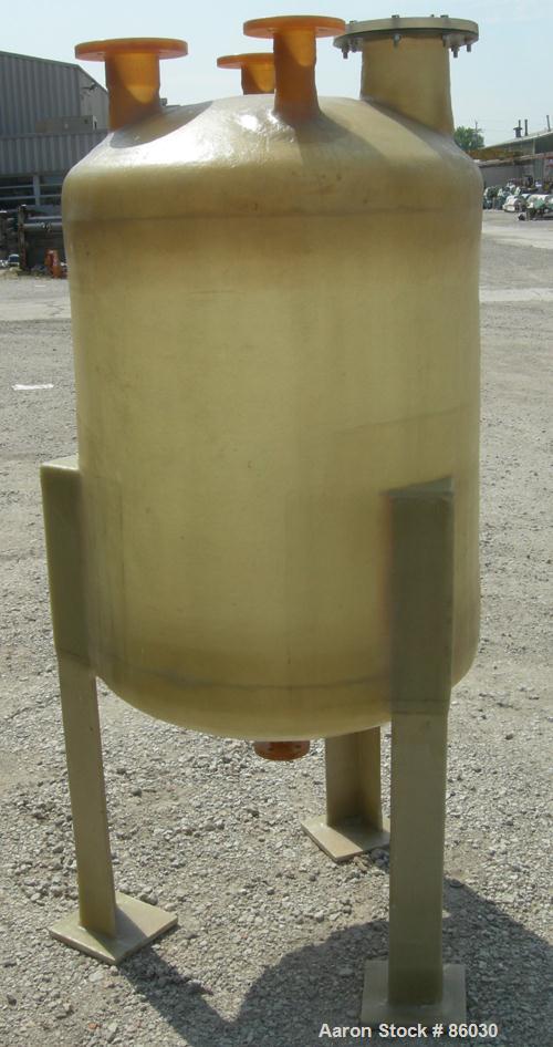 Used Empire Fibergalss Products Tank, 100 Gallon, Fiberglass, Vertical. Approximate 30" diameter x 32" straight side. Dish top and bottom. Openings: top (2) 2-1/4", 3", 6"; 2" center bottom outlet. M...