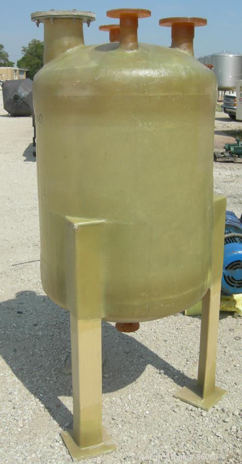 Used Empire Fibergalss Products Tank, 100 Gallon, Fiberglass, Vertical. Approximate 30" diameter x 32" straight side. Dish top and bottom. Openings: top (2) 2-1/4", 3", 6"; 2" center bottom outlet. M...