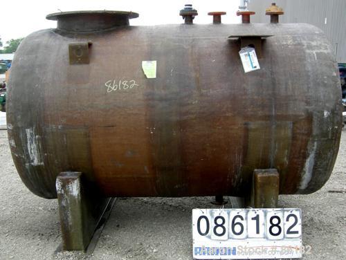 USED: Empire Products tank, 1200 gallon, fiberglass, horizontal. Approximate 58" diameter x 92" straight side. 1 dished end, 1 flat end. Top openings: (4) 3" flange, (1) 24" manway with bolt-on cover...