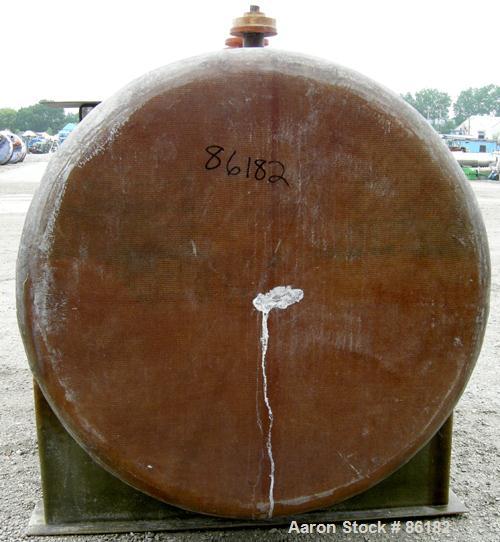 USED: Empire Products tank, 1200 gallon, fiberglass, horizontal. Approximate 58" diameter x 92" straight side. 1 dished end, 1 flat end. Top openings: (4) 3" flange, (1) 24" manway with bolt-on cover...