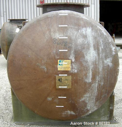 USED: Empire Products tank, 1200 gallon, fiberglass, horizontal. Approximate 58" diameter x 92" straight side. 1 dished end, 1 flat end. Top openings: (4) 3" flange, (1) 24" manway with bolt-on cover...
