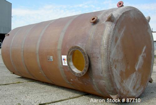 USED: Empire Products tank, 10,000 gallon, fiberglass, vertical. Approximate 9' diameter x 256" straight side. Dish top, flat bottom. Openings: top (2) 4", 24" manway with cover; side bottom 3", 4", ...