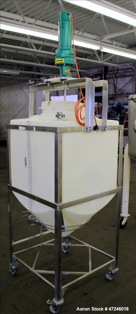 Used Millipore Plastic Mix Tank, Approximate 110 Gallon, Vertical.