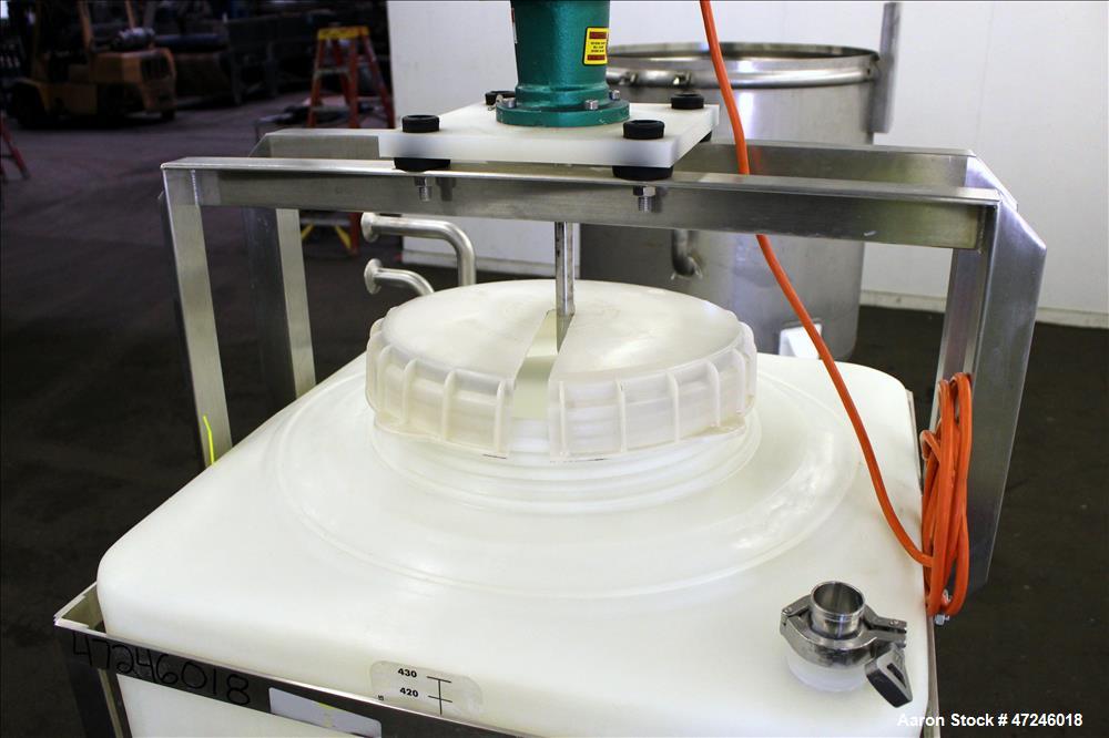 Used Millipore Plastic Mix Tank, Approximate 110 Gallon, Vertical.