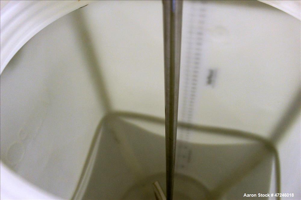 Used Millipore Plastic Mix Tank, Approximate 110 Gallon, Vertical.