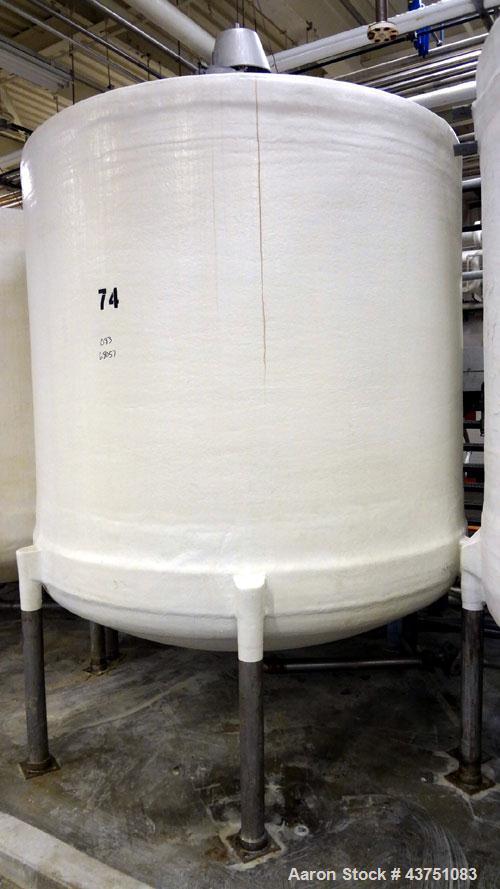 Used Ohio GRP Fiberglass Storage Tank, 2000 Gallons, Vertical. Approximately 84" diameter x 76" straight side, dished top and bottom. Liner and resin 1 ply "C" veil/ Atlac 4010-A. 1.3 Specific gravit...