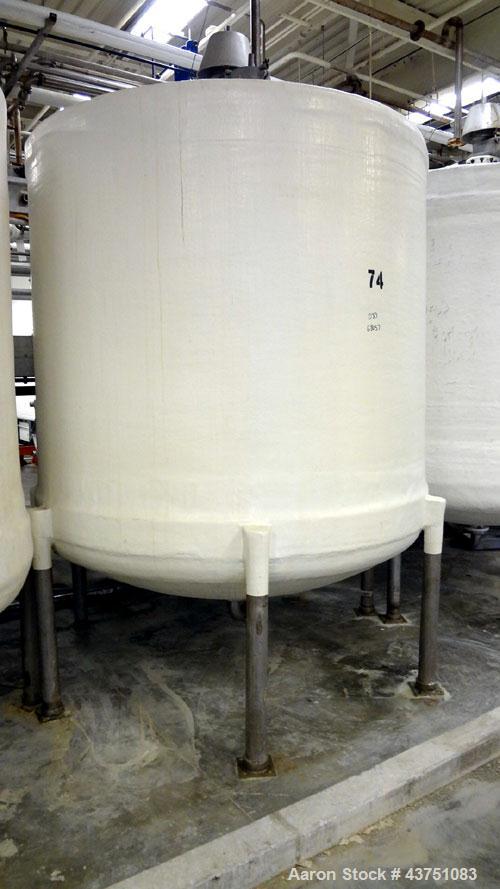 Used Ohio GRP Fiberglass Storage Tank, 2000 Gallons, Vertical. Approximately 84" diameter x 76" straight side, dished top and bottom. Liner and resin 1 ply "C" veil/ Atlac 4010-A. 1.3 Specific gravit...