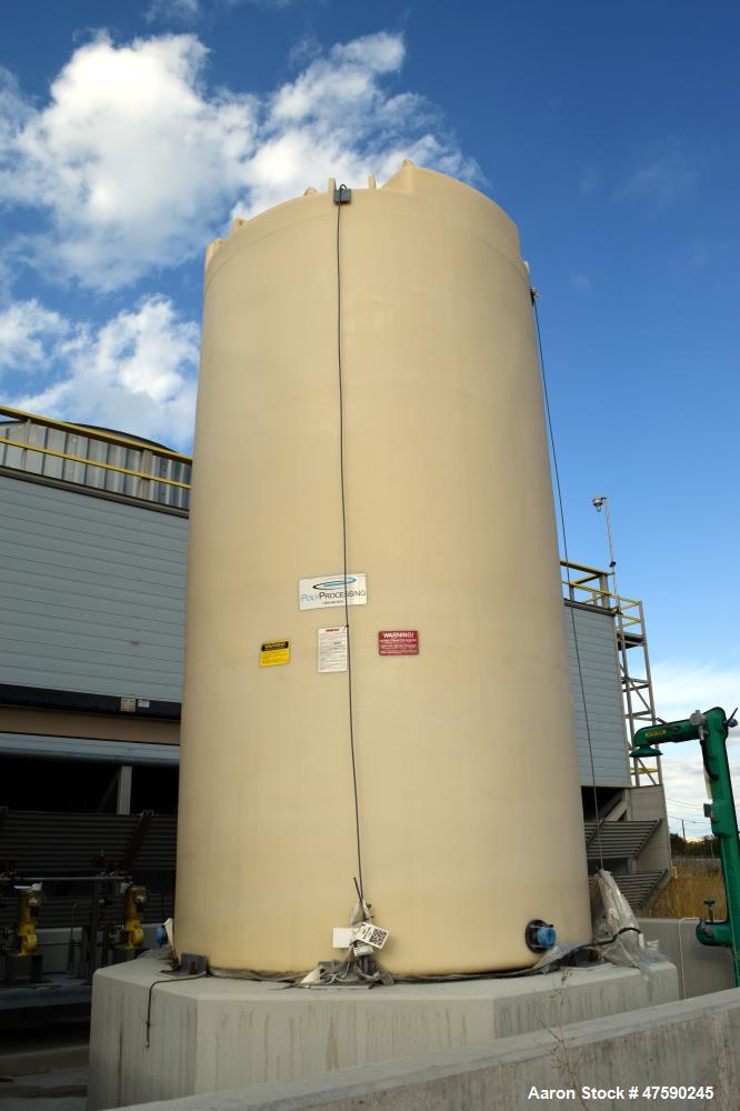 Unused- PolyProcessing Polyethylene Tank, 5050 Gallon, Vertical. Approximate 94" diameter x 173" straight side, dished top, flat bottom. Serial# L-12-01047, built 2012.